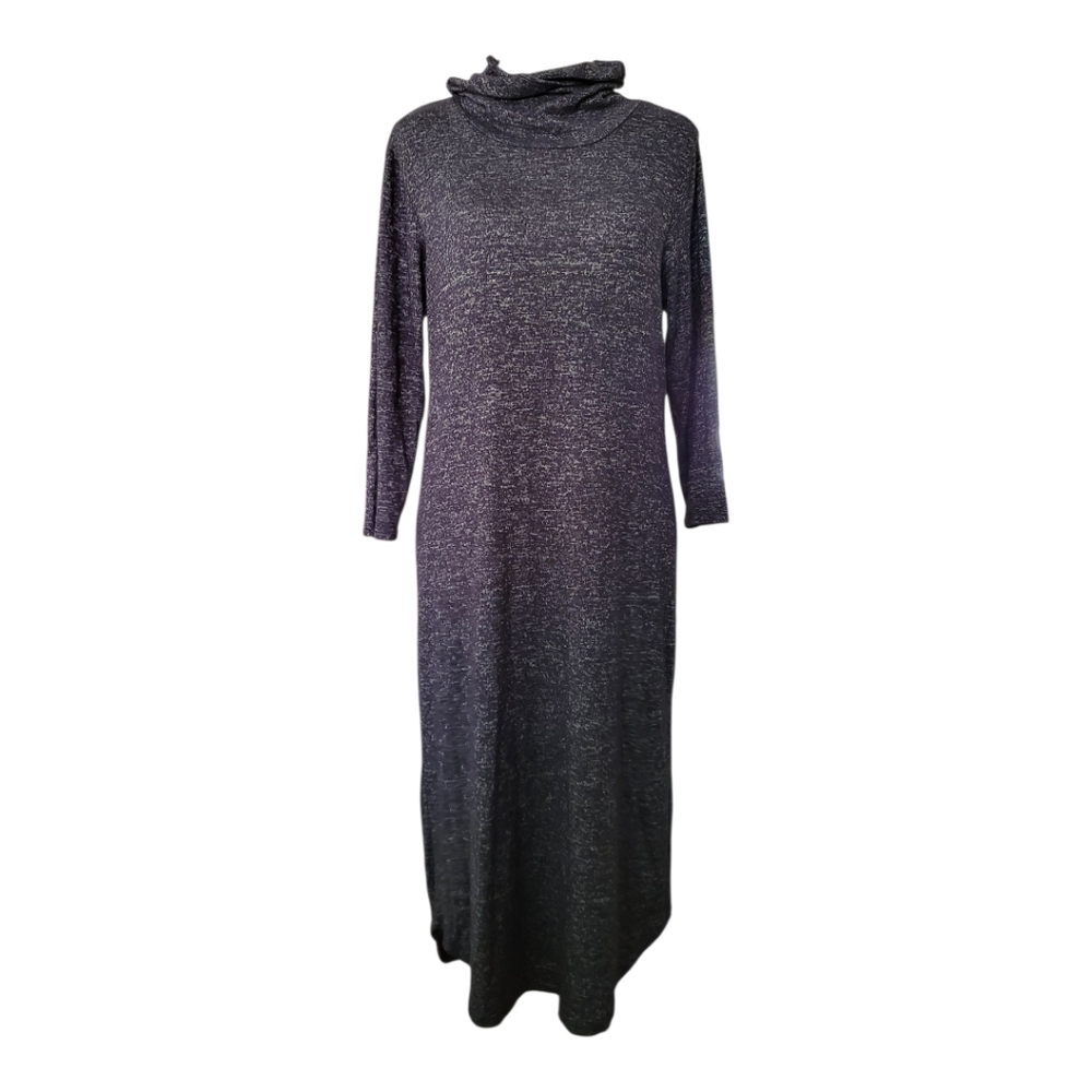 💕Bobeau Gray Heathered Cowl Neck Long Sleeve‎ Maxi Dress Women’s Size M Stretch